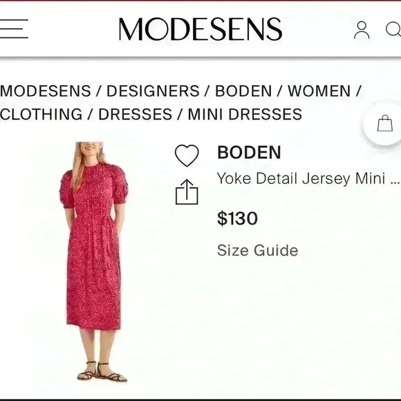 Boden Yoke Detail Jersey Mini Dress Pink Floral Tie Waist NWT size 4P - Picture 3 of 14